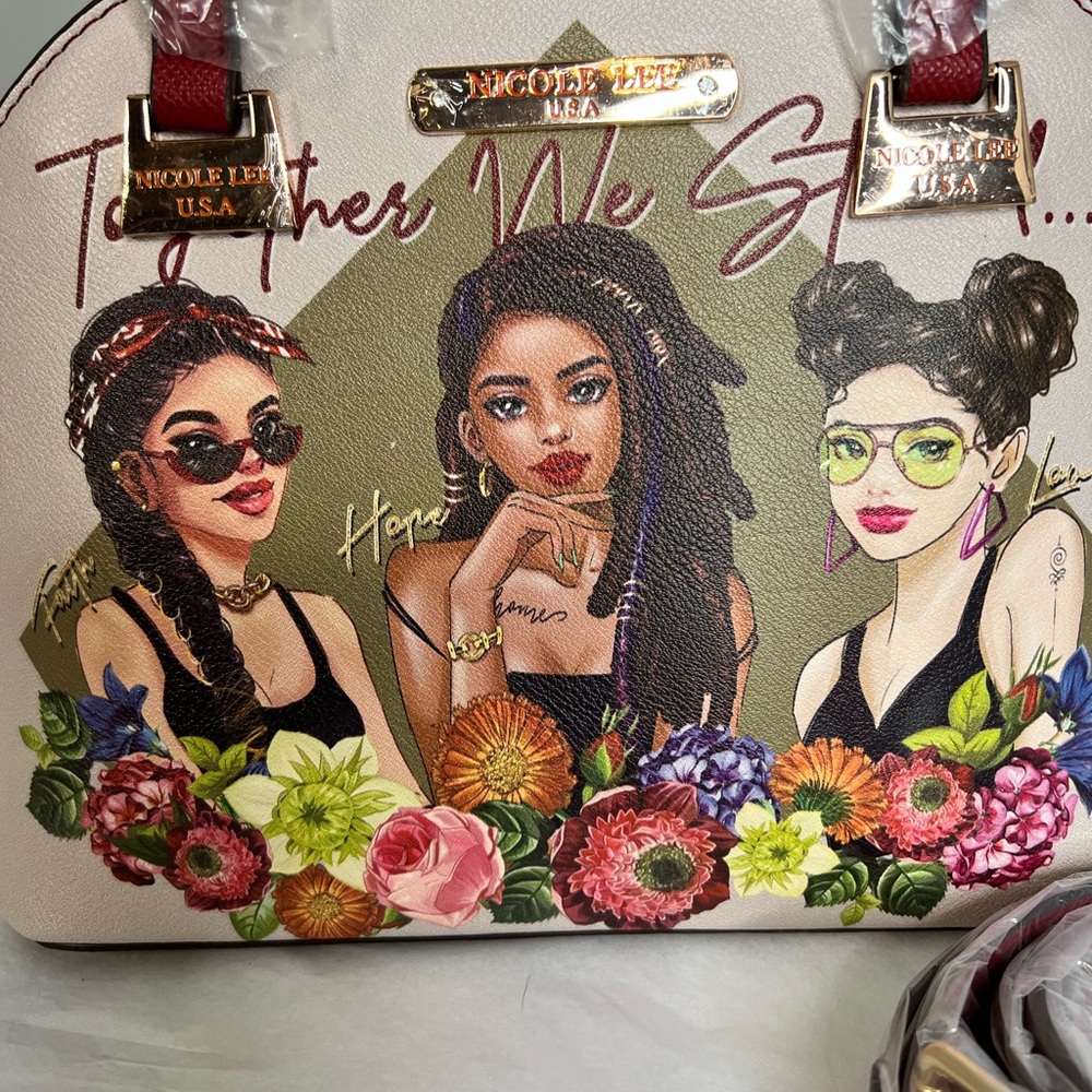 Nicole lee red and cream small crossbody purse.